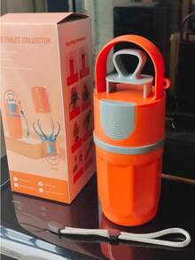 Pet Waste Picker, Outdoor Dog Cat Pooper Scooper With 6-Claw Poop Scoop, Built-In Trash Can - Orange - View 10