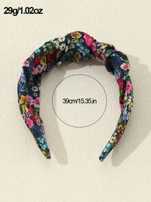 1pc Women's Fashion Floral Print Knotted Pleated Fabric Headband, Suitable For Daily, Bohemian, Festival, Party Wear In Spring/Summer Hairband - Multicolor - View 4
