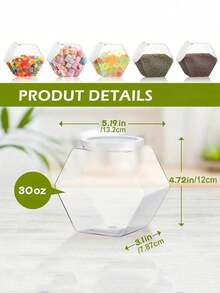 1个30盎司六角形糖果罐，带盖 - 抛光金属表面，适用于婚礼回礼、毕业典礼、情人节、复活节、感恩节等场合 - 理想的夏季零食、秋季饼干和礼品收纳容器（产品有轻微划痕和小瑕疵，并略有气味。需放置于通风处。这些问题在生产过程中不可避免，但不影响使用。） - 彩色 - 查看 8