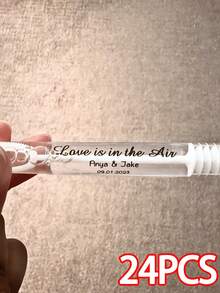 1/3/5 piezas Etiquetas personalizadas de burbujas para boda, pegatinas de recuerdos de fiesta, etiquetas transparentes personalizadas de agradecimiento, identificación de varitas de burbujas para devolución de lugar de boda, adecuado como regalo conmemorativo familiar - Modelo regular - Ver 14