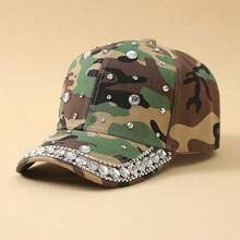 Fashionable Camouflage Diamond-Studded Baseball Cap, A Comfortable And Versatile Sun-Protective Hat For Outdoor Activities, A Gift For Friends, A Daily Wear Baseball Cap, A Truck Driver's Hat - xanh quân đội - Xem 1