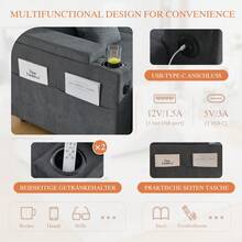 Sofa Bed Set - Dark Gray + Linen + Foam + 4 Seat - View 3