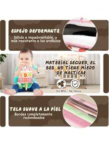 Espejo y Libro Sensorial para Bebe - Libro de Texturas para Bebe - Juguetes Sensoriales - Juguetes para Bebe de 0 a 6 Meses - Libro de Tela para Niños - Estimulacion Temprana para (Rosa),40986019 - Multicolor - Ver 6
