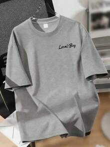 青少年男孩圓領短袖T恤，印有Local Boy Outfitters文字與動物狗圖案 - 灰色 - 查看 4