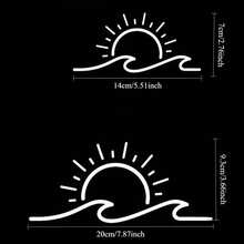 1pc Sun And Wave Pattern Cute Car Sticker, Waterproof And Durable Decal For Wall, Laptop, Car, Truck, Window, Bumper - A - View 2