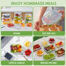 32-Piece Glass Food Storage Containers (16 Glass Bowls + 16 Lids) With Upgraded Snap Locking Lids – Airtight Lunch Containers, Suitable For Microwave/Oven/Refrigerator/Dishwasher (Black) - 黑色 - 查看 3