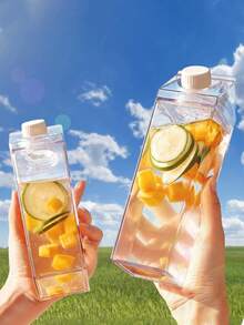 Leak-Proof Double-Necked Baby Bottle - Wide-Mouth, Easy-To-Pour Design; Stackable With Transparent Square Cups; Suitable For Travel, Office, School, And Kitchen Use; Large-Capacity Milk/Juice/Water Container - Durable Acrylic Material; Portable Beverage Bottle With A Modern, Minimalist Design. - Multicolor - View 5