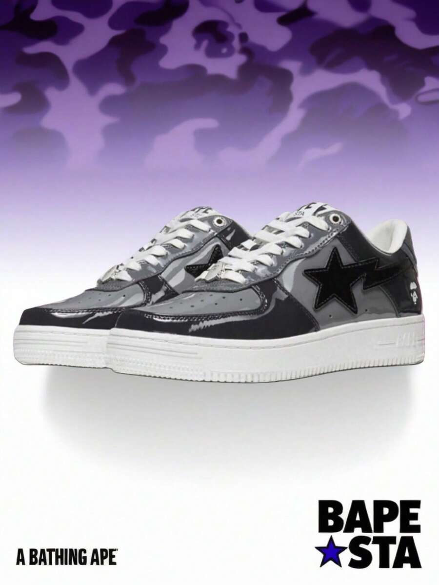 Leather Classic Comfortable Low-Top Fashion Sneakers, Unisex - 黑色 - 查看 1