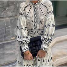 2025 Women's Court Style Elegant Long Sleeve Printed Flared Spring Dress - Pattern Color - View 4