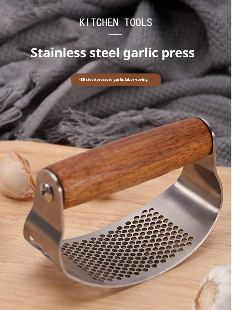 1pc Stainless Steel Garlic Press, Manual Garlic Mincer, Kitchen Tool, Rust-Proof Professional Garlic Crusher, Easy To Squeeze And Clean, Fruit & Vegetable Processing Tool, Kitchen Essentials, Creative Kitchen Gadget, Suitable For Hotels And Restaurants, Mother's Day, Christmas, Back To School, Kitchen Utensil, Kitchen Accessory - Silver - View 1
