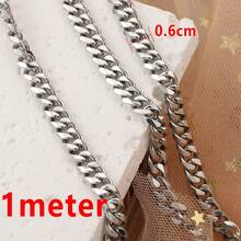 1m Stainless Steel Chunky Flat Cuban Chain, Punk Style Jewelry Making, DIY Necklace Bracelet Accessories - Chain - View 12
