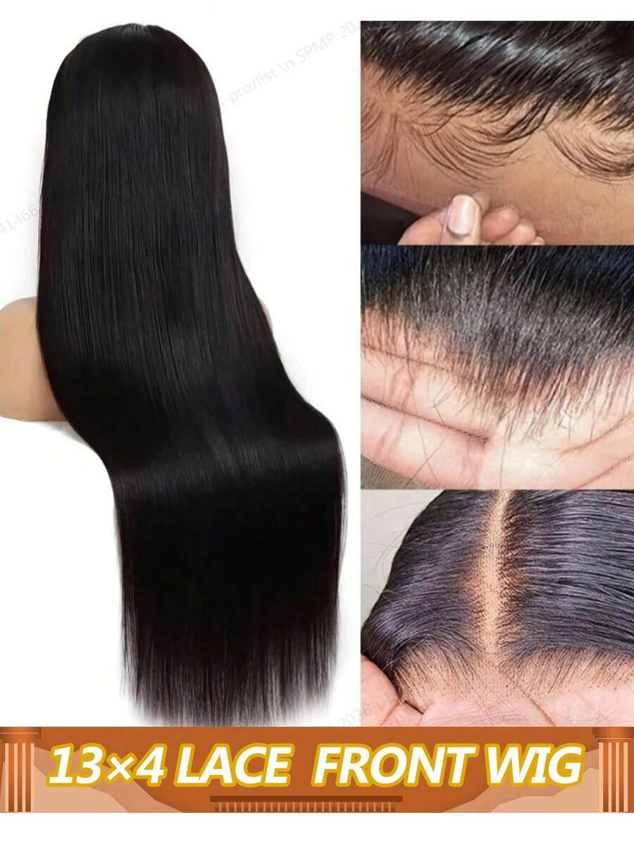 13x4 Transparent Lace Front Wig Bone Straight Lace Wigs 180% Density Brazilian Lace Frontal Wigs Human Hair For Women - Natural Black - View 1
