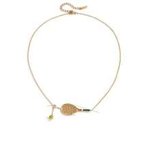 Collar Elegante de Raqueta de Tenis Acero Inoxidable Chapado en Oro Esmaltado Ajustable para Amantes del Deporte - como en la foto - Ver 8