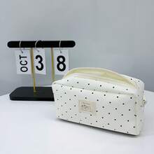 Large Capacity Minimalist Polka Dot Pencil Case, Cute Big Capacity Stationery Storage Pencil Pouch, New Year/Birthday/Back To School Gift - White Polka Dot "My Friend" - White-1pc - View 4