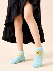 5 Pasang Kaos Kaki Pendek Anak-Anak Motif Kartun Hewan Laut Berbahan Katun, Berbahan Jala, dan Bernapas, Kaos Kaki Lantai Anti Selip Lucu untuk Bayi - MultiWarna - View 4