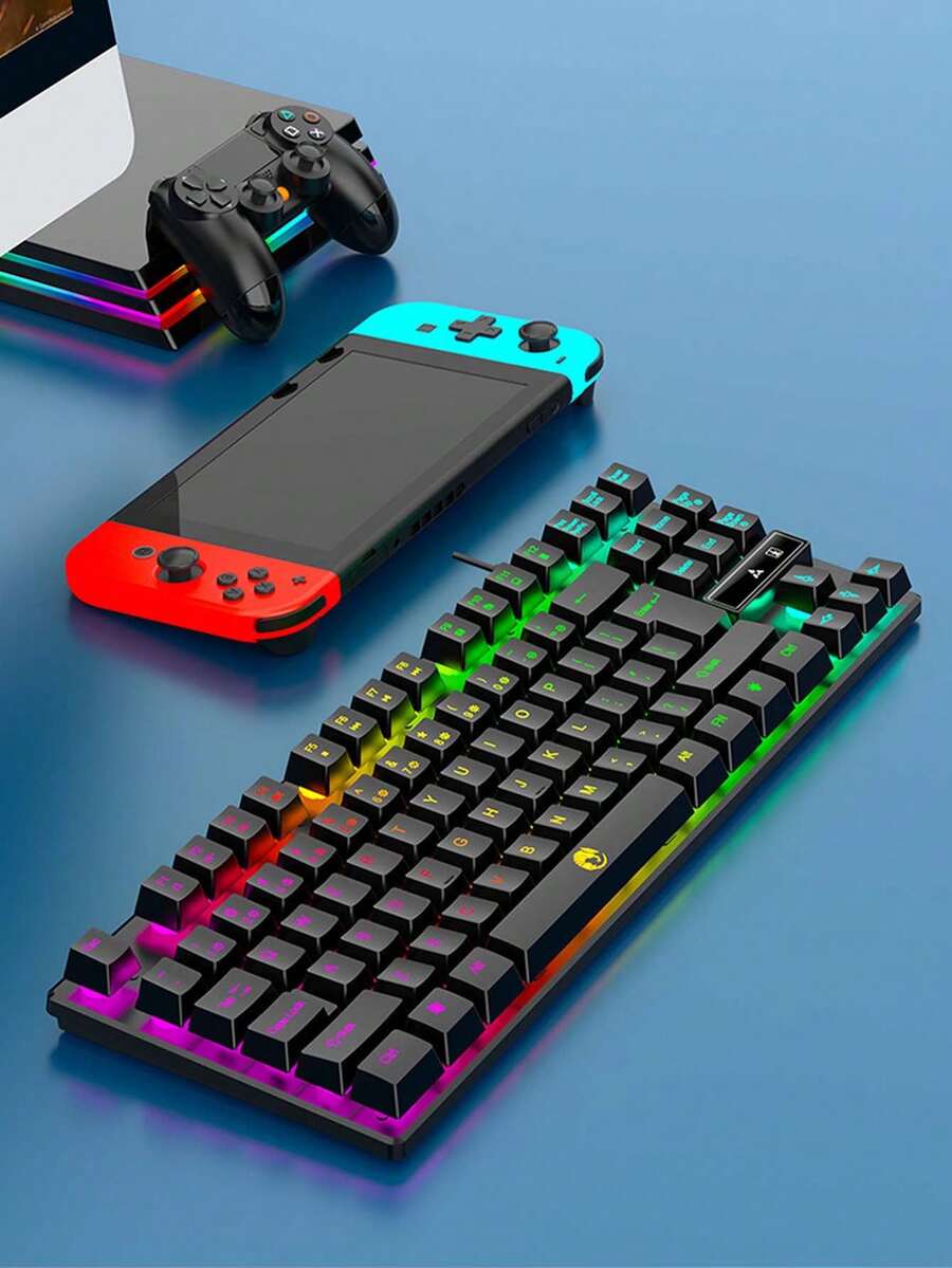 LIMEIDE RAIKU K87 Wired Keyboard | 87-Key Gaming Competitive Computer Office Mechanical Keyboard, USB, RGB Backlit, Suitable For Laptop/Desktop - Multicolor - View 1