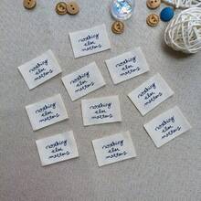 100%纯棉布标签 - DIY服装吊牌、服装标签、可水洗纺织标签，适用于服装、娃娃衣服和手工艺品 - 寶藍色 - 查看 7