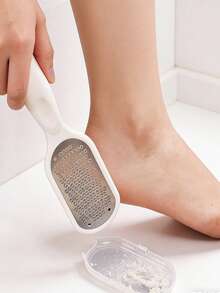 1pc Professional Stainless Steel Foot Callus Remover Tool, With Safety Splash Guard, Foot Trimmer, Foot Scraper, Foot File, Ergonomic Curved Handle For Easy Grip, Dual Grit (Coarse/Fine) Stainless Steel Callus Removal Surface - Long-Lasting Durable Foot Callus Care Tool - One Size - View 3