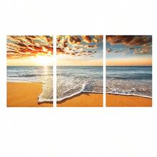 3pcs Modern Seascape Wall Art Canvas Poster, High Definition Printing With Optional Frames, Suitable For Living Room, Bedroom, Bathroom, Office, Cafe, Gym, Home Holiday Decor, Printing Material, Corridor Decoration, Art Piece, Ideal Gift For Friends - Multicolor - View 13