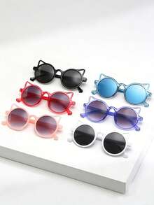 6PCS Minimalist Cat Ear Cartoon Glasses Stylish And Versatile Everyday Eyewear Suitable For Both Boys And Girls As Daily Accessories Perfect For Holidays, Travel, Vacations, Parties, And Photography Props. - Multicolor - View 5