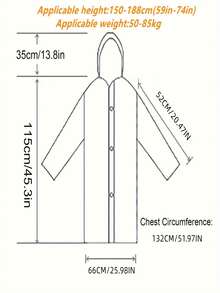 一件可重复使用的雨披，采用EVA防水材料制成，带帽，宽松长袖设计，方便户外活动。 - 彩色 - 查看 4