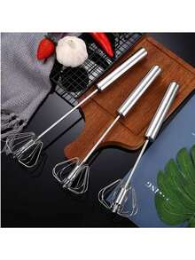 1pc Baking-Specific Semi-Automatic Egg Beater Stainless Steel Hand Push Mixer Egg Whisking/Cream Mixing Graduation Essential - Multicolor - View 5