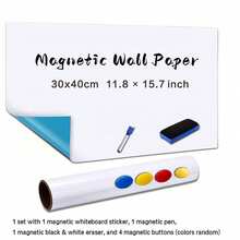 Papel pintado de pizarra blanca de borrado en seco, para listas de verificación, listas de planificación, garabatos en el hogar, hoja magnética de pizarra blanca con respaldo adhesivo, se adhiere a la pared para oficina, hogar, incluye 1 borrador de pizarra, 4 chinchetas magnéticas, 1 marcador, Pizarra blanca - Multicolor - Ver 9