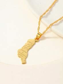 1pc Elegant & Unique Map Pendant Necklace, Suitable For Daily Wear, Family & Friends, Fashion Jewelry Gift - Multicolor - View 16