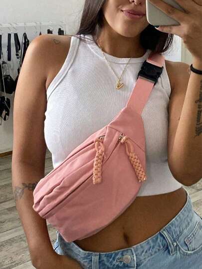 Women's Casual Contrast Color Chest Bag, Student Sports Bag, Multifunctional Waist Bag, Suitable For Daily Use, Outdoor Sports, Running, Travel, Leisure (Women's Waist Bag)