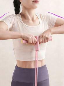 1 Stück Widerstandsband mit Fußpedal, multifunktionales Yoga Sit-Up Assistenzseil, geeignet für Männer und Frauen, Pedal Spannungstrainer Fitness, multifunktionales Heimtrainingsgerät, Yoga Bauchmuskel Widerstandsband, Spannungsseil. Verwendet für Beinstreckung, Sit-Up Unterstützung, Frauen Yoga Pedal Widerstandsband Schulteröffnung. - Pink - Übersicht 5