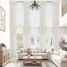 Ivory 132 Inch Linen Curtains For High Ceiling Living Room Privacy Extra Long Back Tab Cream Semi Sheer Curtain Drapes For Bedroom Hotel Loft Tall Windows Sliding Door 11 FT (1 Panel, W52xL132) - Natural - 查看 8