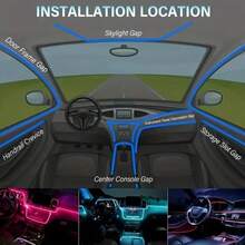 Car Interior LED Light Strip, RGB USB Powered LED Light Kit, Fiber Optic Light Strip, Music Sync Rhythm Applicable For Car Doors, Center Console And Dashboard - A - View 7