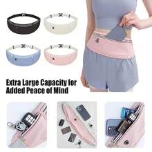 Slim Running Belt For Phone 6.8'', Ultra Light Running Belts For Women/Men, Zipper Waterproof Running Waist Pack, Reflective Running Fanny Pack With 3 Separate Pouch - Nhiều màu - Xem 2