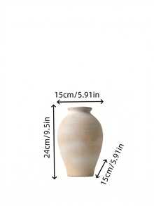 1pc Japanese Wabi-Sabi Style Round Belly Narrow Mouth Ceramic Vase, Suitable For Homestay Art Decor, Living Room Tabletop Flower Arrangement, Foyer Ambiance Decor, Home Decor, Room Decor, Glass Vase - Multicolor - View 16