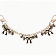 1/2Pcs Black Pink Bow Purse Chain Charm Bow Bag Charm Chain Bow Chain Strap Replacement Alloy Bag Extender Chain With Enamel Pink Bowknot Charms Handle Extender Decorative Bag Chains For Wallets Handbags - 彩色 - 查看 17