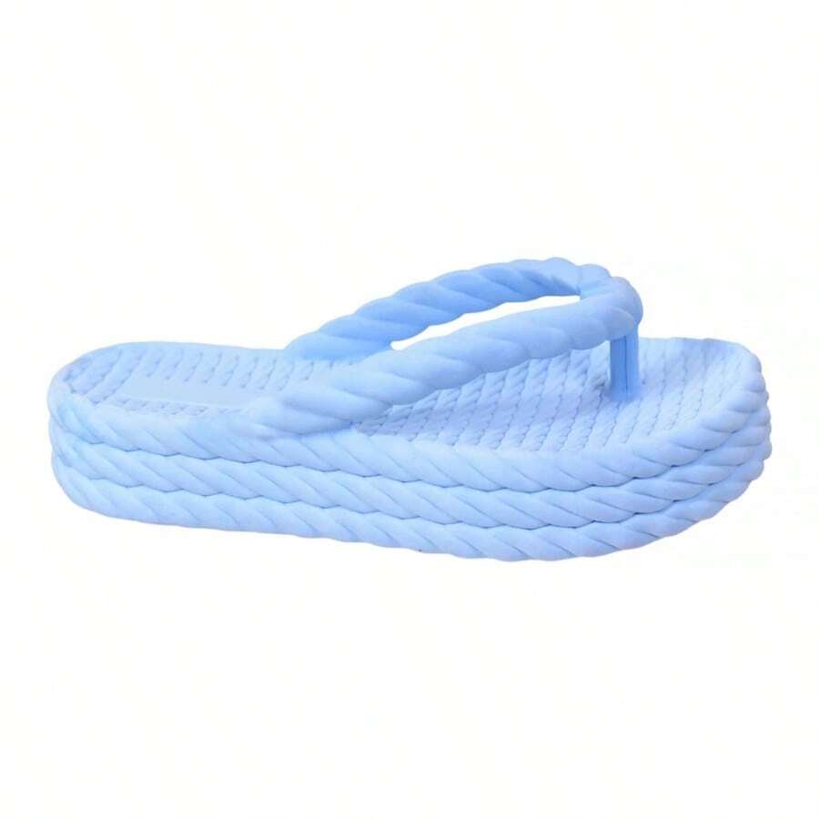 Chinelo Feminino Trança Confortável Para o dia a Dia Varias Cores - Azul bebê - Visão 1