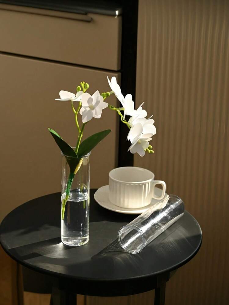 5er Set bruchsichere transparente Kunststoff-Zylindervase - Bohemien-Stil Tischdekoration für Hochzeiten, Partys und Zuhause - unzerbrechliche runde Blumenvasen für Blumenarrangements, minimalistischer Tischaufsatz - transparent - Übersicht 6