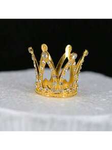 1pc Mini Metal Crown Cake Topper, Princess Crown Cupcake Decorations For Women, Wedding, Bridal Shower, Birthday, Christmas, Halloween, New Year, Valentine's Day Royal Theme Party - Battery Free, Cake Decorating Supplies - Multicolor - View 2
