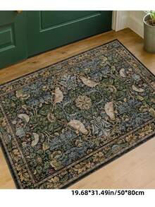 1pc Luxurious Fluffy Soft Bohemian Vintage Bird Pattern Area Rug, Non-Slip Washable, Velvet Surface + TPR Backing, Suitable For Living Room, Bedroom, Hallway, Elegant Persian Palace Design With Baroque Elements, Indoor Mat | Non-Slip Bottom - Army Green - View 3