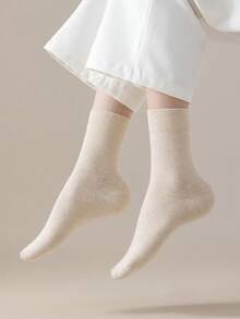 1/5 双装 女士纯色舒适柔软透气休闲百搭短袜 - 彩色 - 查看 7