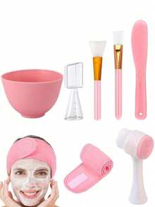 3-12pcs Facial Cleansing Brush Set, Soft Bristle Manual Face Cleaning Brush, Makeup Sponge, Silicone Mask Mixing Bowl & Spatula, Mixing Scraper, Gentle Brush, Adjustable Headband & 2-In-1 Measuring Cup, Portable Travel Skincare Kit - Multicolor - View 16