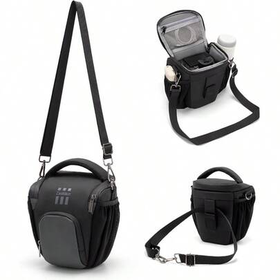 一套尼龙单肩相机包，适用于尼康、佳能等单反相机及微单相机