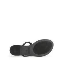 Women Flat Sandals Rhinestone T-Strap Flip Flops Thong Sandals Vacation Beach Casual Chic Party Slip On Sandals Shoes - 黑色 - 查看 7