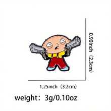 1 Piece Cartoon Character Enamel Pin - Durable Zinc Alloy Brooch With Gun And Beard Design, Bright Colors Suitable For Backpacks, Jackets, Hats - Unique Gift For Men And Women, Backpack Accessories, Easy Design, High-Quality Surface Treatment - 彩色 - 查看 4