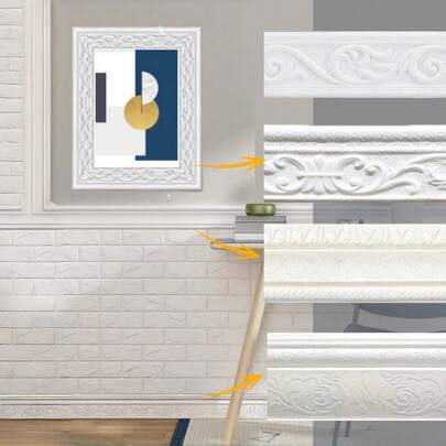 Tiras adhesivas de espuma 3D para bordes de pared, autoadhesivas, impermeables, cenefas de papel tapiz para zócalos, decoración de pared para dormitorio y hogar
