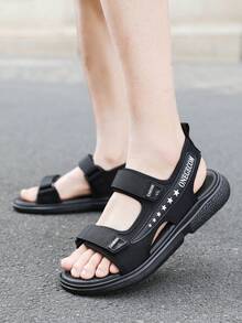 1双男士夏季新款防滑凉鞋，轻便户外商务鞋，透气简约沙滩鞋 - 黑色 - 查看 3