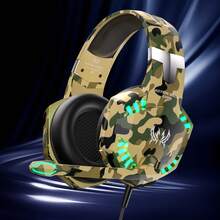 Kotion Each 适用于PC、笔记本电脑和台式机的有线游戏耳机，带麦克风 - 耳罩式设计，兼容耳塞，游戏耳机，玩家耳机，有线游戏耳机，电竞音频，可调节头带，舒适耳垫，耐用塑料材质，有线连接，适合电竞选手和PC游戏玩家。 - 迷彩黃 - 查看 1