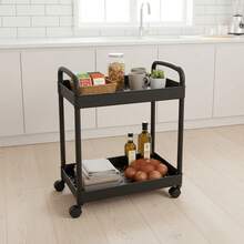 2-Tier Rolling Plastic Storage Cart With Wheels Mobile Organizer Perfect For Kitchen Bathroom Bedroom Laundry Pantry Garage Office Dorm Snack & Household Utility Cart Portable Space Saving Multi-Purpose Sturdy Lightweight Easy Assembly - Multicolor - View 4