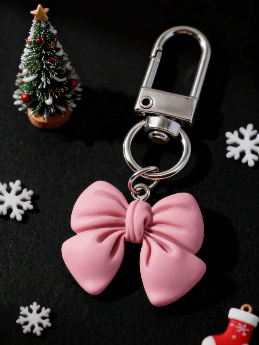 1PC Premium Metal Electroplated Pink Keychain, Sweet And Fresh 3D Bowknot Bag Charm – Stylish Lightweight Accessory (25g) Boasting Durable, Scratch-Resistant Quality – Ideal For Home Use, Daily Commute, Travel Journeys, Outdoor Adventures, Business Trips, Parties, Friendly Gatherings – Wonderful Gift Choice For Juniors, Couples, Spouses, Colleagues, Friends, Elders, Kids, Classmates, Teachers – Limited To 1PC Per Customer – Perfect For Decorating Bags And Keys To Add Feminine Charm And Upgrade Daily Style - 粉色 - 查看 1