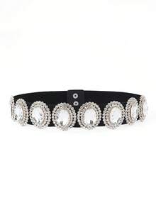 1 pezzo Cintura larga elastica da donna, vita stringente elastica con decorazione fibbia in metallo, adatta per abiti vintage a vita alta - cintura - Visualizzare 2